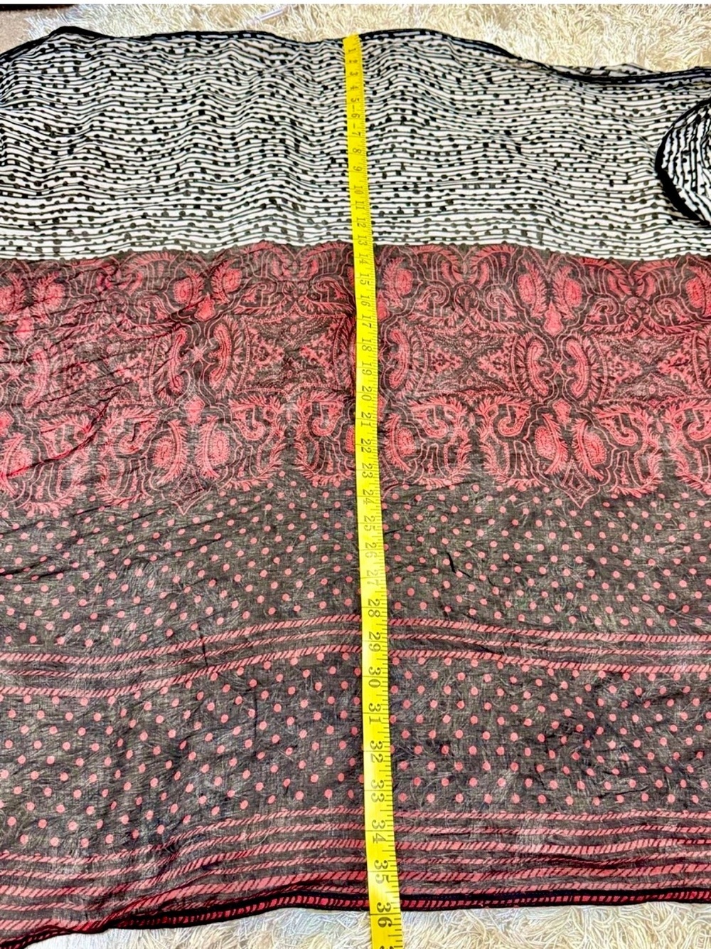 BP Boho Red Black Lightweight Scarf Wrap Shawl Mixed Print Nordstrom - Picture 13 of 13